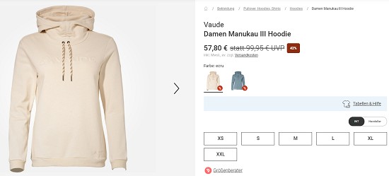 Größen Sale bei bergzeit