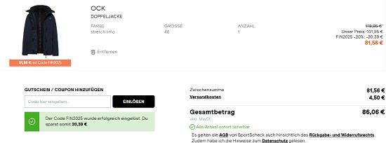 20 % Rabatt on top auf reduzierte Textilien und Schuhe bei sportscheck