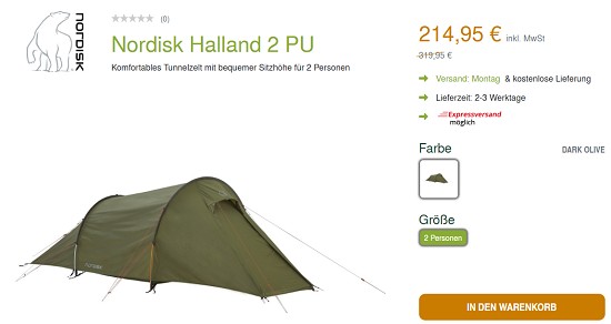 Zelte-Sale bei unterwegs