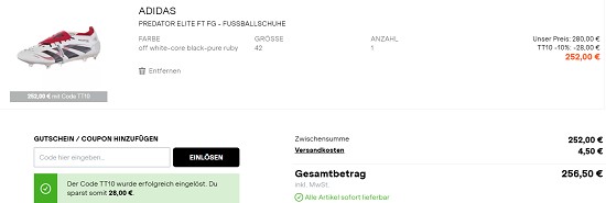 20 % Rabatt auf Training und Teamsport Neuheiten bei sportscheck