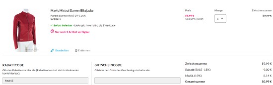 Mavic bis zu 70% reduziert bei sportokay