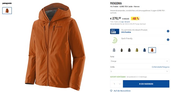 Patagonia bis zu 40% reduziert bei sportler