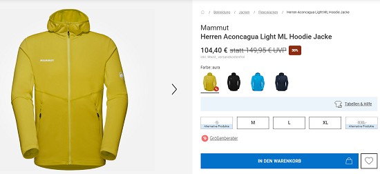 Mammut im Outlet von bergzeit - Rabatte von bis zu 60%