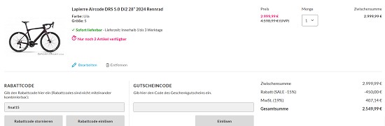 Rennräder bis zu 30% günstiger bei sportokay