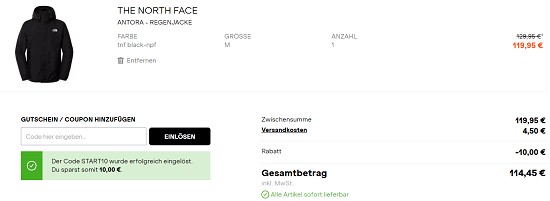 10€ geschenkt ab € 100€ Einkaufswert bei sportscheck