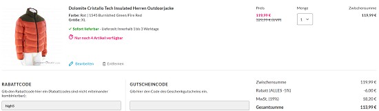 Dolomite bis zu 55% reduziert bei sportokay