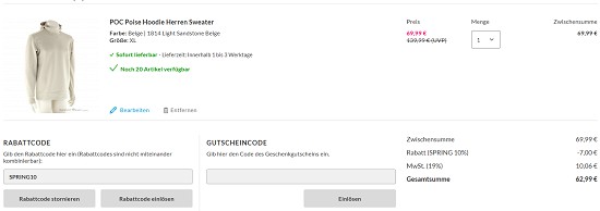 POC bis zu 60% reduziert bei sportokay