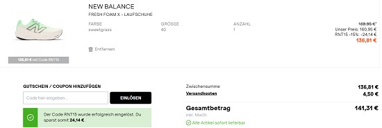 15% auf Running, Training & Teamsport bei sportscheck