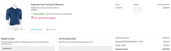 15% auf alles bei sportokay