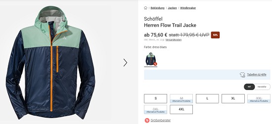 Größen Sale bei bergzeit