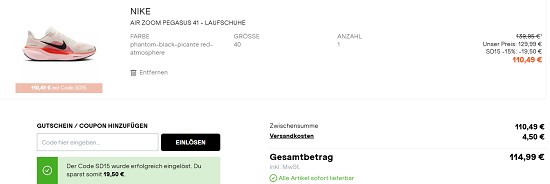 15% on top auf reduzierte Schuhe bei sportscheck