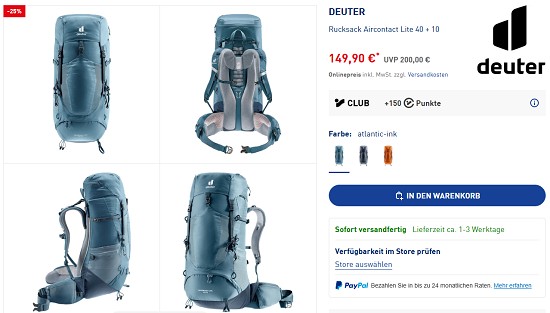 Rucksack-Sale bei intersport