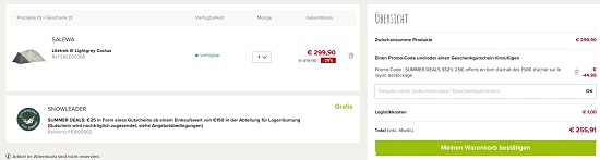 15% auf Biwak und Camping- Sortiment bei snowleader