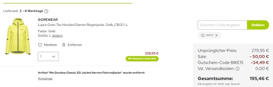 Spare 15% auf Bike-Bekleidung extr bei sport-schuster