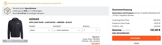 Summer Special bei sportscheck: 15% extra auf Adidas & Nike