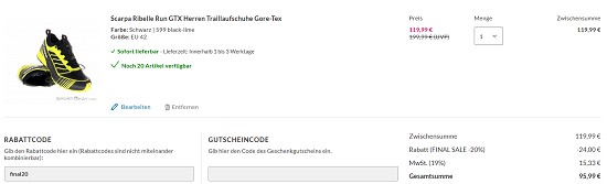 Sale bei sportokay - 20% Extra-Rabatt auf alles