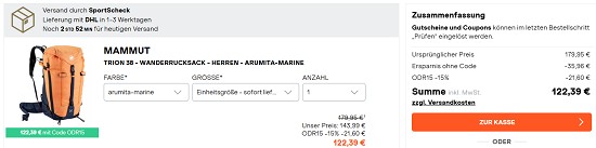 15% on top auf Outdoor Must Haves bei sportscheck