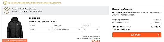 Shopping days bei sportscheck- 25% extra auf ausgewählte Marken