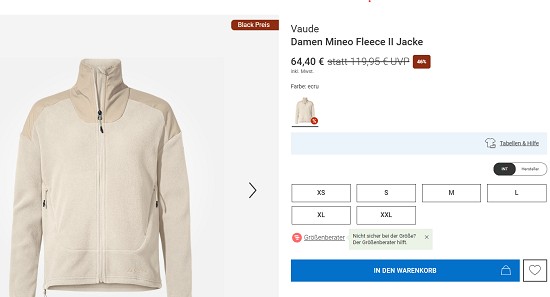 Black month bei bergzeit - bis zu 50% auf Vaude sparen