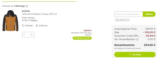 Adventsdeals bei sport-schuster - Rabatte von bis zu 40 %