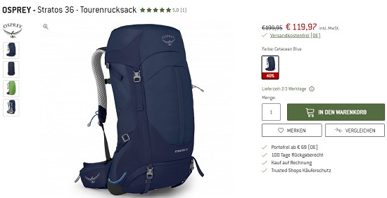 Adventsdeal - 40% auf Ospray Rucksäcke