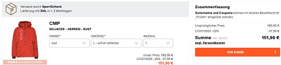 20% on top auf Essentials bei sportscheck