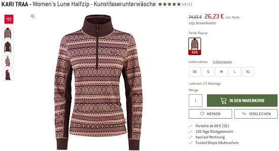 Funktionsunterwäsche bei bergfreunde bis zu 75 % reduziert