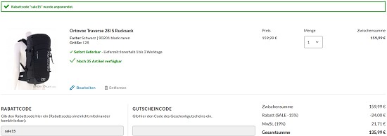 15% auf alles bei sportokay