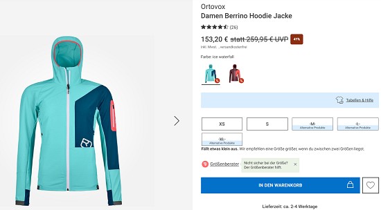 Größen Sale bei bergzeit - bis zu 50% sparen