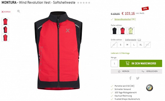 Montura - Wind Revolution Vest - Softshellweste 103,16€ - 20% reduziert