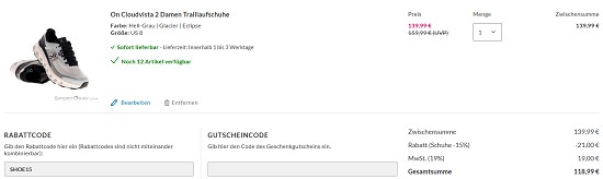 15% on Top auf Schuhe bei sportokay