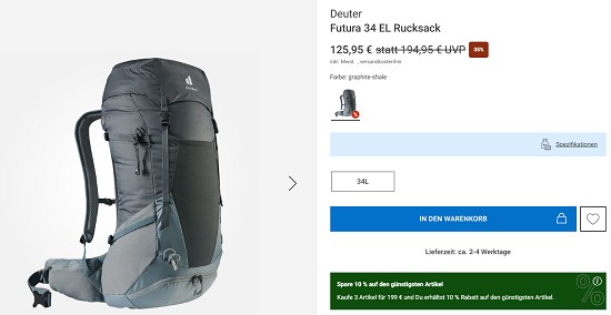 Rucksäcke im Sale der bergzeit bis zu 60% reduziert