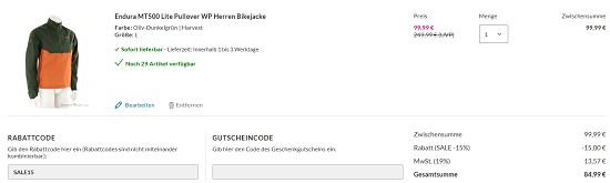 Endura bis zu 70% reduziert bei sportokay
