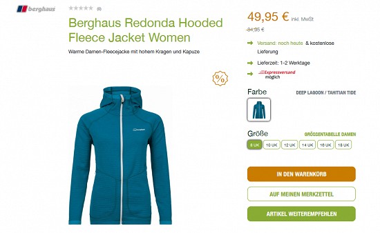 Berghaus Redonda-Fleecejacke (w) für 49,95€ - jetzt 41% günstiger