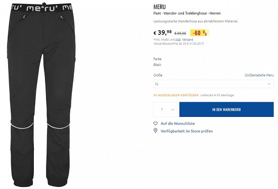 Meru Pant - Wander- und Trekkinghose - Herren 39,98€ - 60% gespart