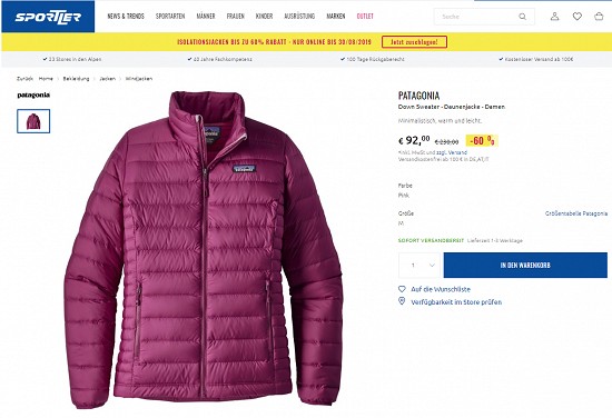 Patagonia Down Sweater mit 60% Rabatt