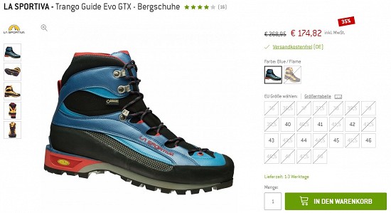 La Sportiva - Trango Guide Evo GTX - Bergschuhe 174,82€ - 35% günstiger