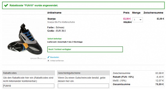 Scarpa Stix Pro-Kletterschuhe für 75,59€ - jetzt 37% reduziert