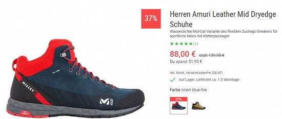 Millet Herren Amuri Leather Mid Dryedge Schuhe 88,00€ - 37% gespart