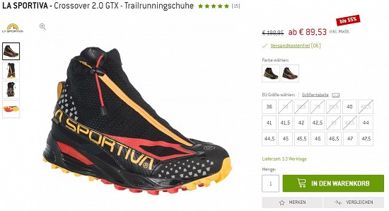 La Sportiva - Crossover 2.0 GTX - Trailrunningschuhe 89,53€ - 55% Ersparnis
