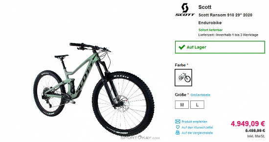 10% Rabatt auf aktuelle Mountainbikes bei sportokay
