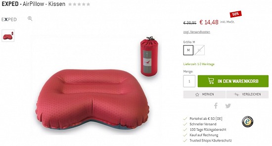 Exped - AirPillow - Kissen 14,48€ - 50% günstiger