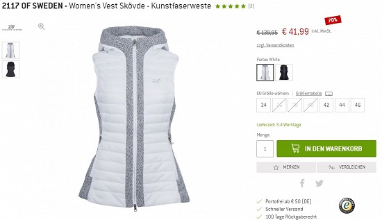 2117 of Sweden - Women's Vest Skövde - Kunstfaserweste 41,99€ - 70% billiger