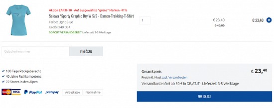 10% Extra-Rabatt auf alle Produkte "grüner" Marken bei sportler