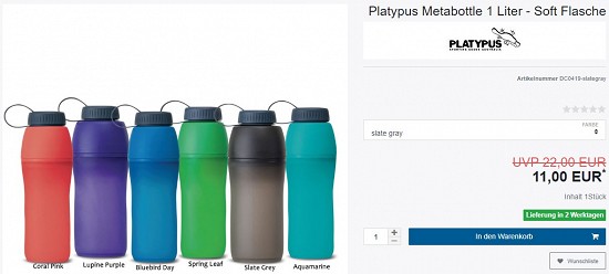 Platypus Metabottle 1 Liter - Soft Flasche 11,00€ - 50% gespart