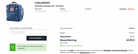 20% Extra-Rabatt auf Bestseller bei sportscheck