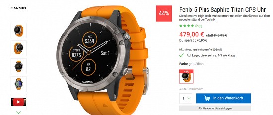 Ausgewählte Artikel von Garmin bis zu 44% reduziert bei bergzeit