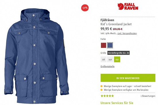 Fjällräven Kid´s Greenland Jacket 99,95€ - 50% günstiger