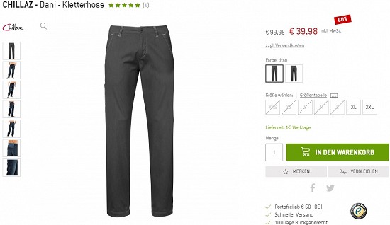 CHILLAZ - Dani - Kletterhose 38,98€ - 60% gespart