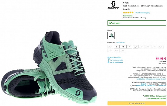 Scott Kinabalu Power GTX Damen Traillaufschuhe Gore-Tex 84,99€ - 50% günstiger